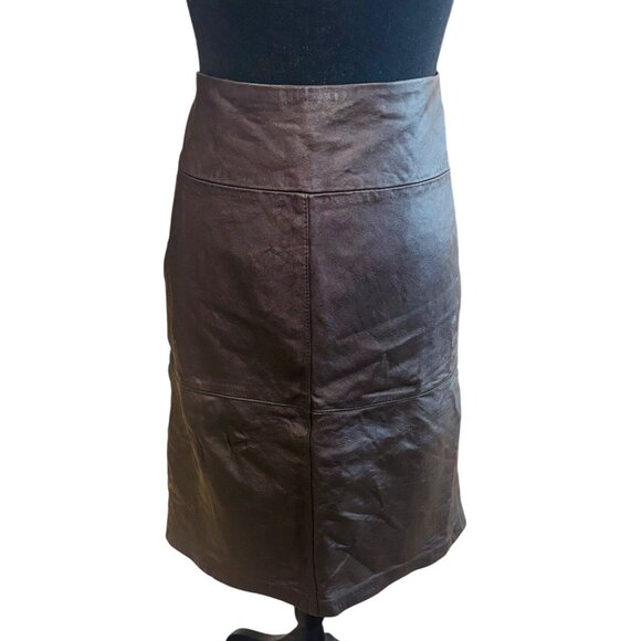 Sexy Black Leather A-Line Skirt Glam City Careerwear Jaclyn Smith L Mobwife Line - Picture 1 of 5